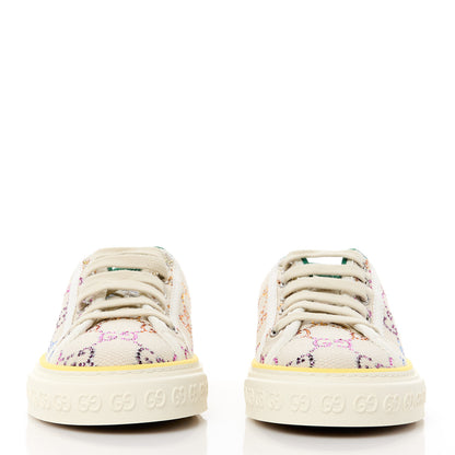 Gucci Canvas Lame Crystal GG Monogram Womens 1977 Tennis Sneakers 35.5 Gardenia Silver Mystic White 2 of 8