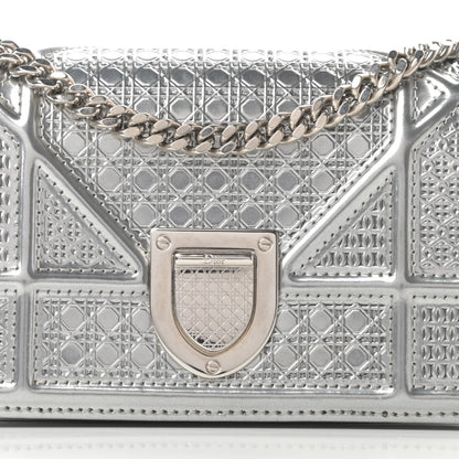 Christian Dior Metallic Patent Micro-Cannage Baby Diorama Flap Bag Silver 8 of 12
