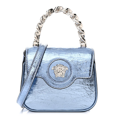 Versace Metallic Crackled Lambskin Mini La Medusa Blue 1 of 11
