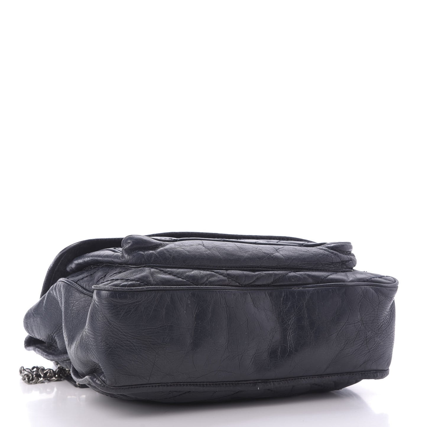 Crinkled Calfskin Matelasse Monogram Large Niki Chain Satchel Deep Marine