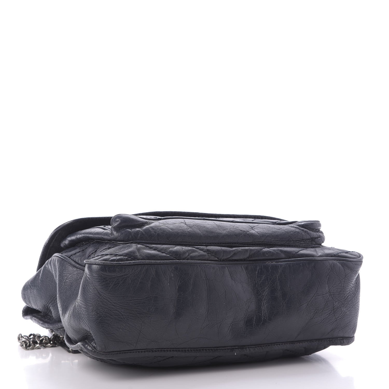 Saint Laurent Crinkled Calfskin Matelasse Monogram Large Niki Chain Satchel Deep Marine 4 of 12