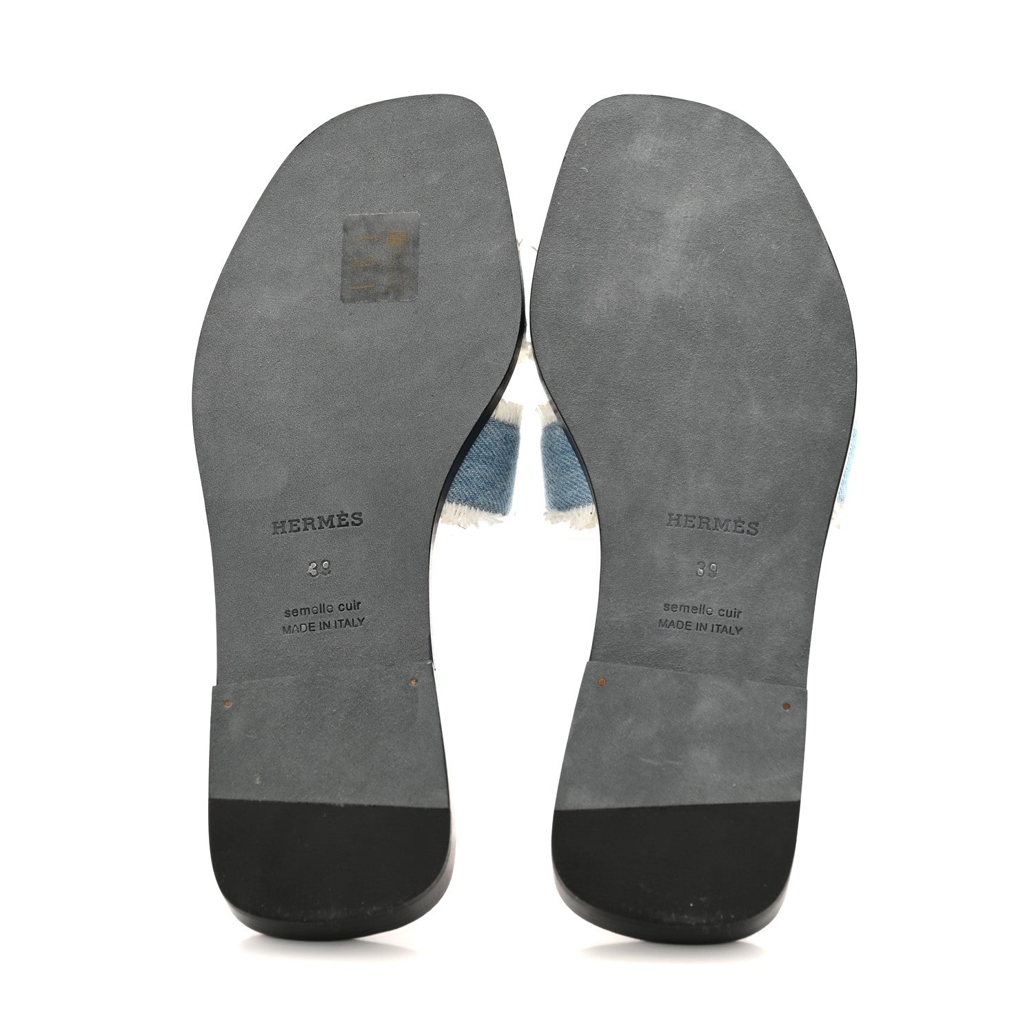 Hermes Denim Oran Fringe Sandals 39 Bleu Clair 6 of 10
