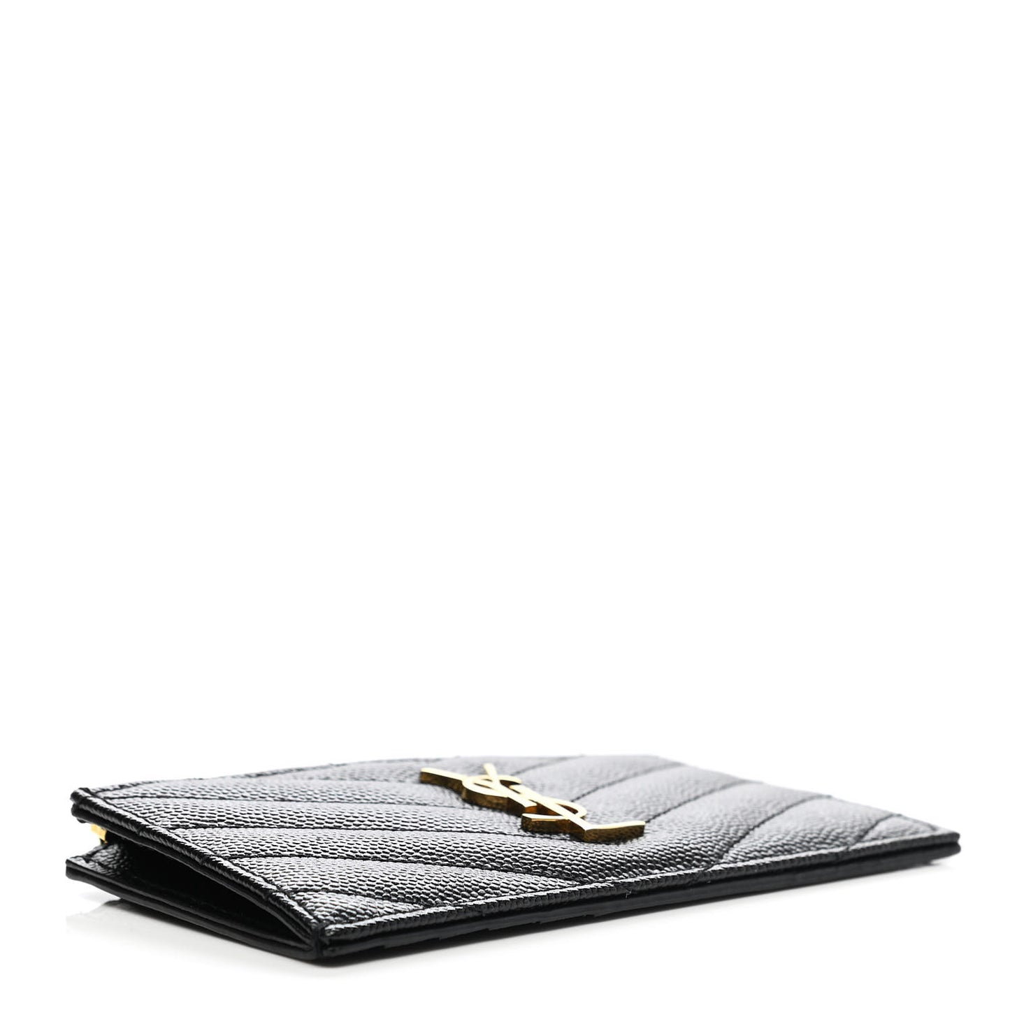 Grain De Poudre Matelasse Chevron Monogram Fragments Zippered Card Case Black