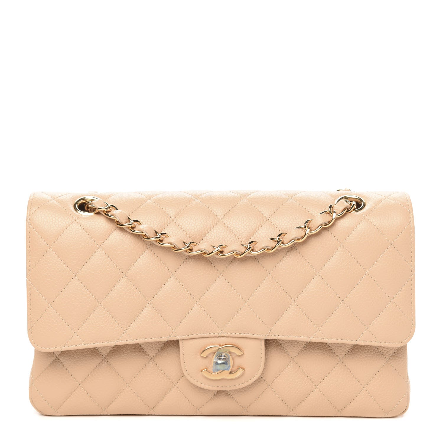 Chanel Caviar Quilted Medium Double Flap Beige 1 of 10