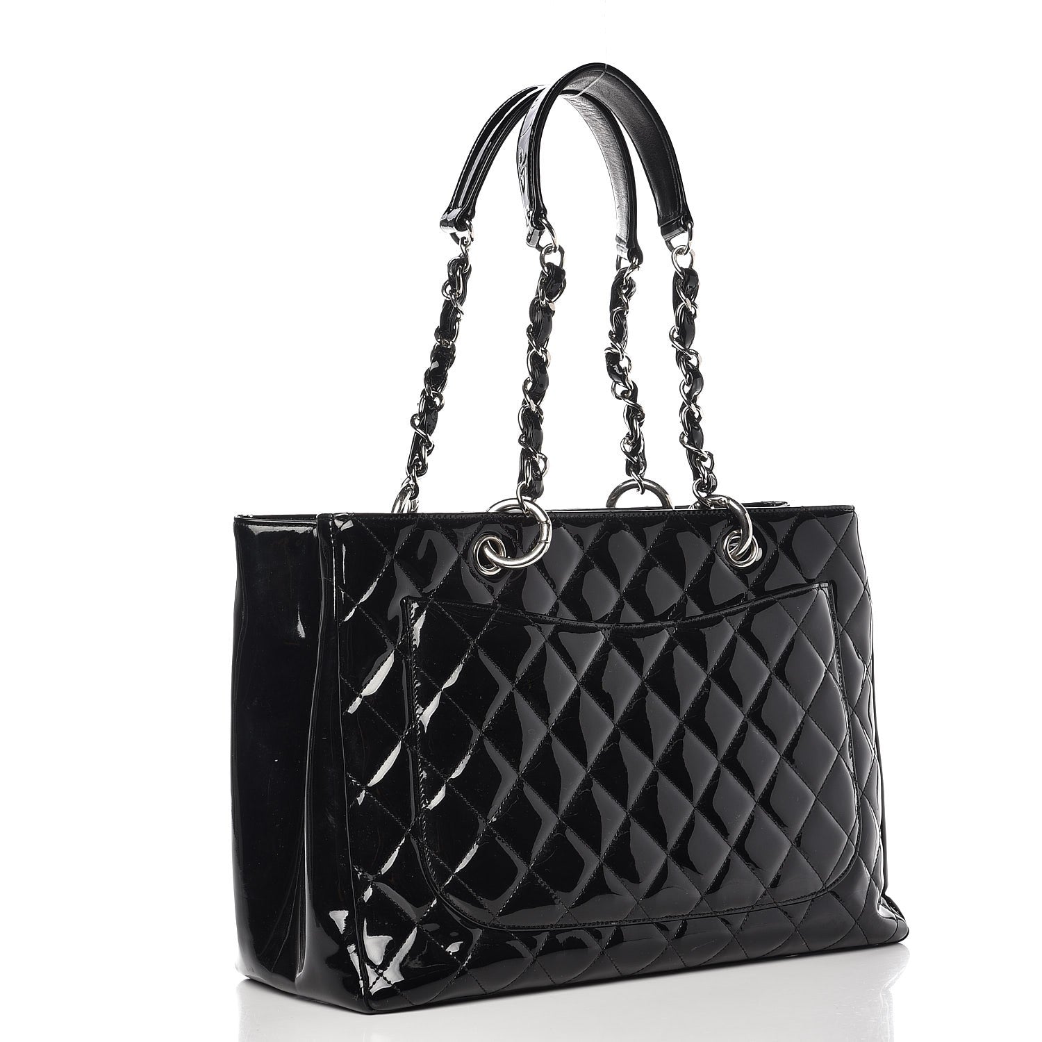 Chanel Patent Quilted Grand Shopping Tote GST Black 3 of 11