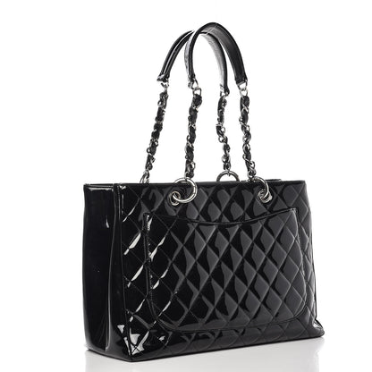 Chanel Patent Quilted Grand Shopping Tote GST Black 3 of 11