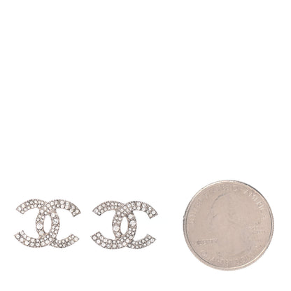 Chanel Crystal Large CC Earrings Silver 2 of 4