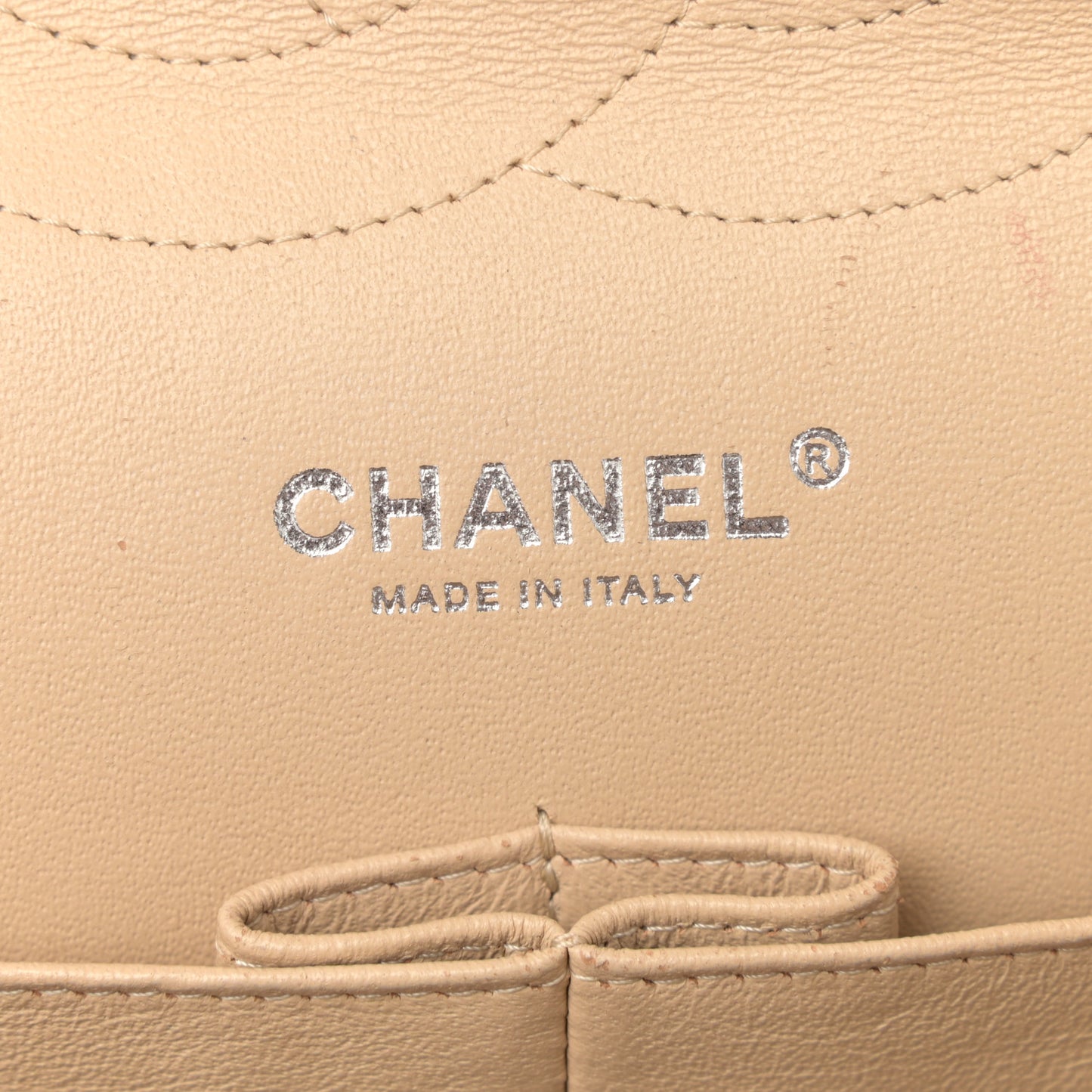 Caviar Quilted Jumbo Double Flap Light Beige