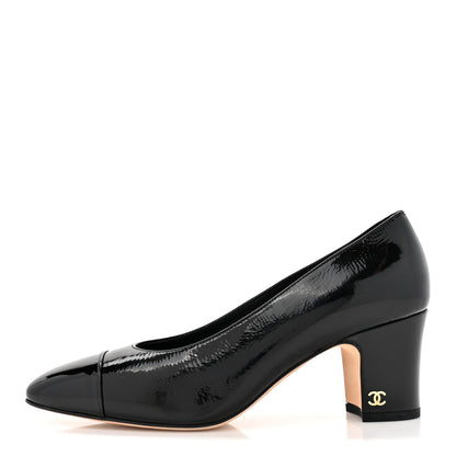 Chanel Patent Goatskin Cap Toe Mary Janes 38 Black 1 of 11