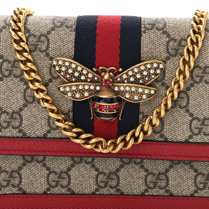 Gucci GG Supreme Monogram Web Queen Margaret Chain Wallet Red 7 of 10