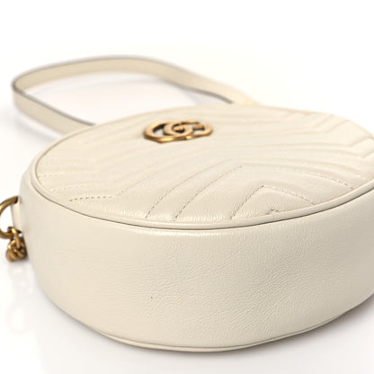 Gucci Calfskin Matelasse Mini GG Marmont Round Shoulder Bag White 8 of 9