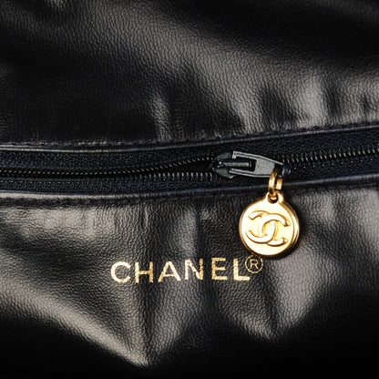 Chanel Lambskin Chevron Quilted Top Handle Bag Dark Navy 6 of 8