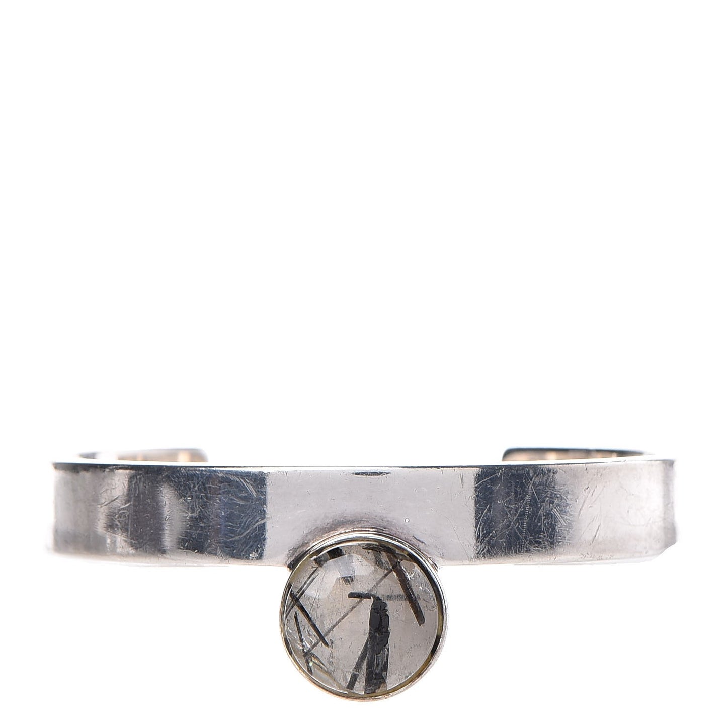 Sterling Silver Black Tourmalinated Quartz Cuff Bracelet