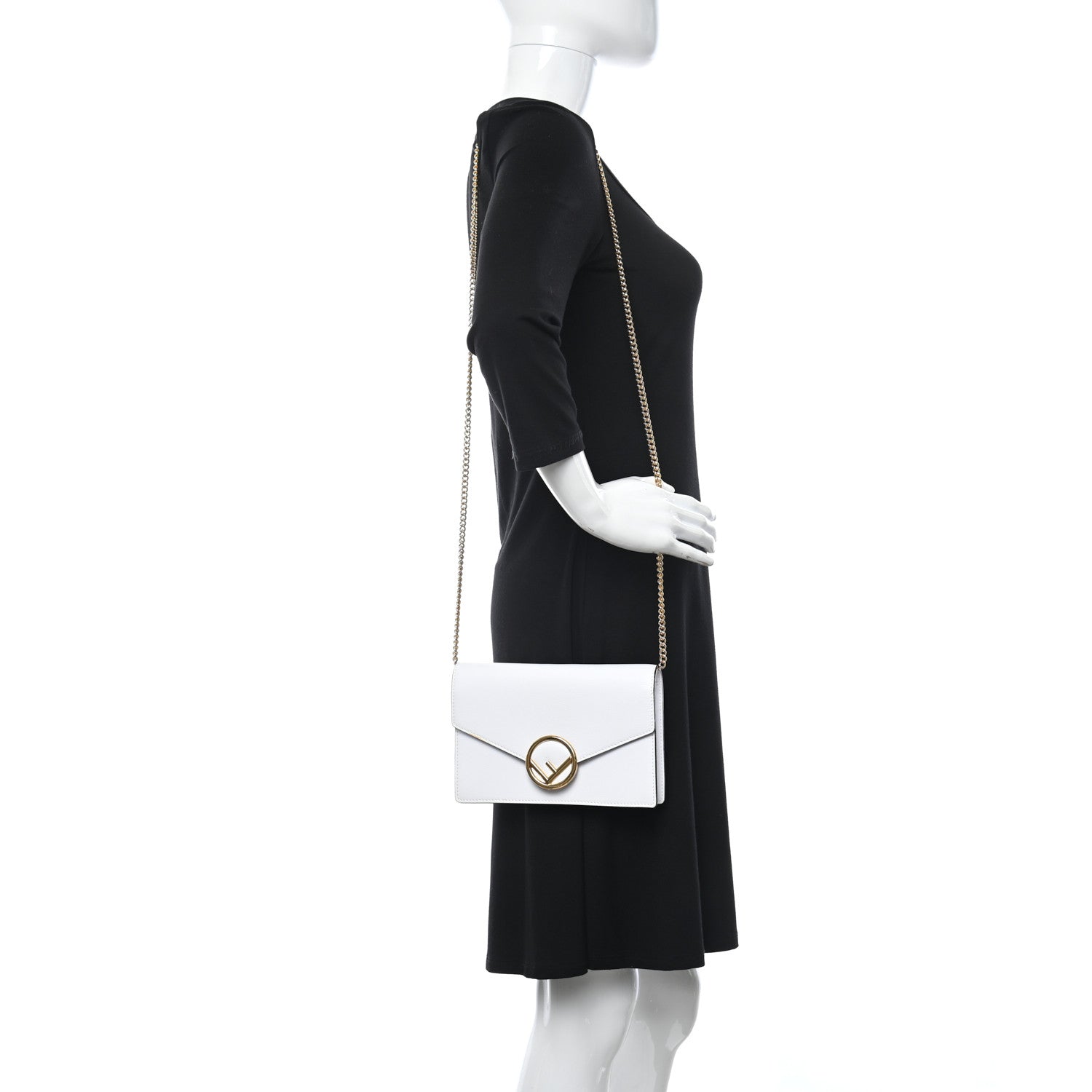 Fendi Vitello Cruise F is Fendi Medium Envelope Wallet on Chain Optical White 2 of 12