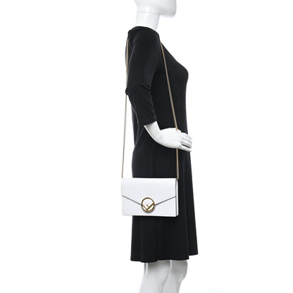 Fendi Vitello Cruise F is Fendi Medium Envelope Wallet on Chain Optical White 2 of 12