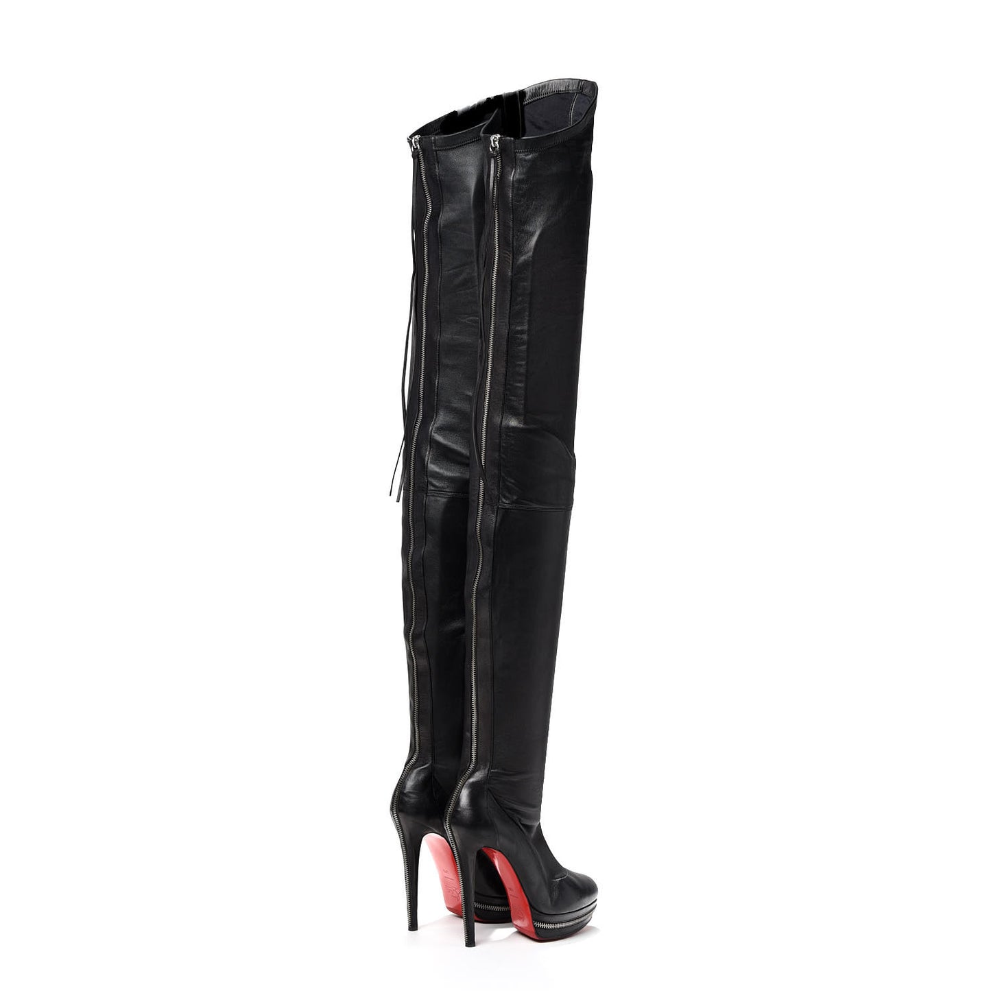 Calfskin Over The Knee Zipper Boots 40.5 Black