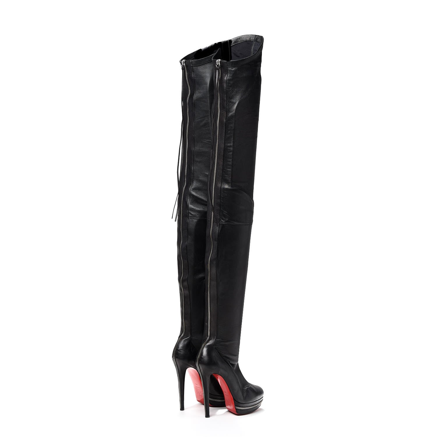 Christian Louboutin Calfskin Over The Knee Zipper Boots 40.5 Black 4 of 9