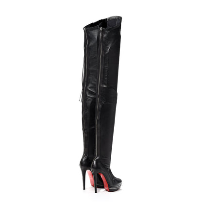 Christian Louboutin Calfskin Over The Knee Zipper Boots 40.5 Black 4 of 9