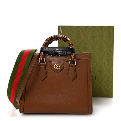 Gucci Textured Dollar Calfskin Web Small Diana Tote Bag Cuir Black 11 of 11