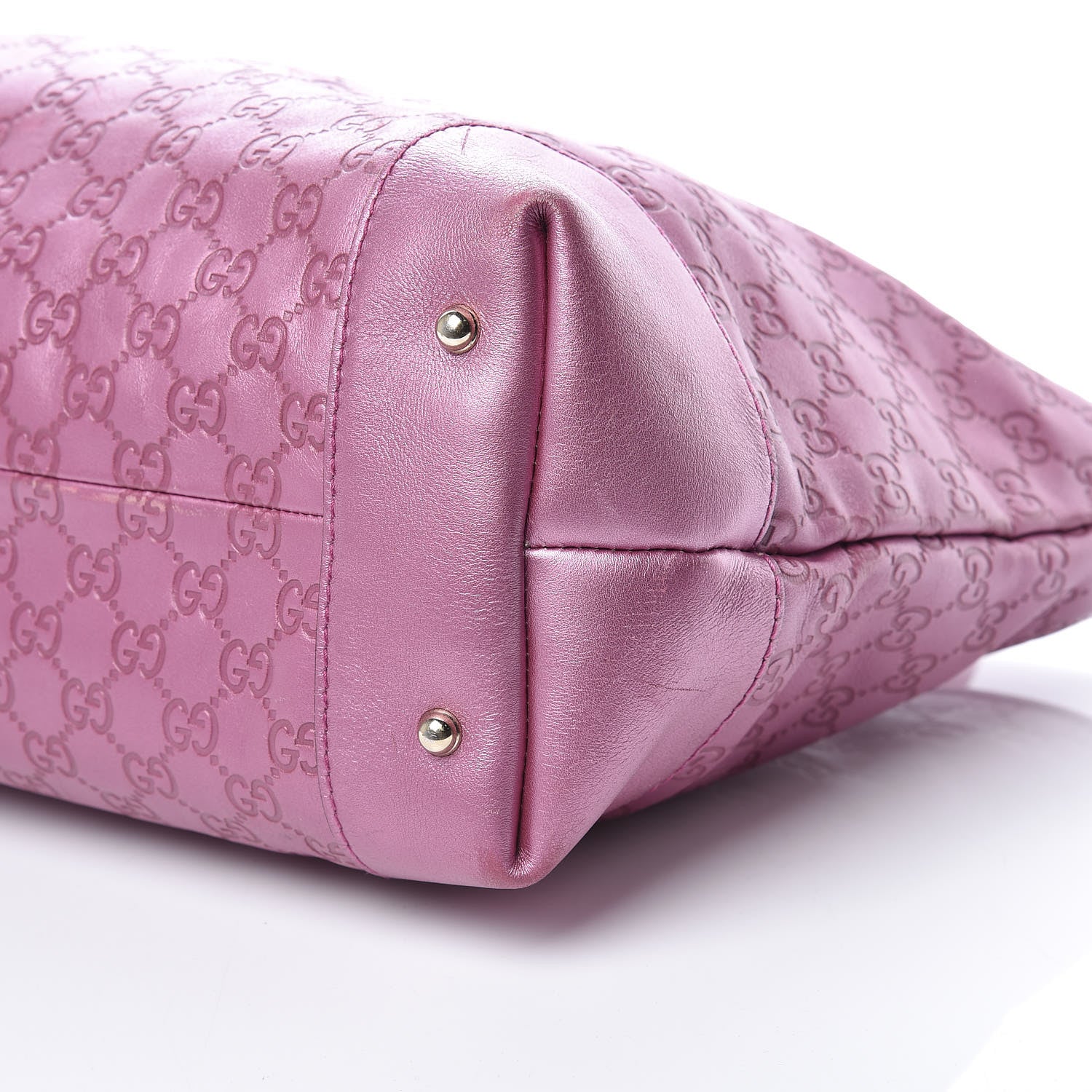 Gucci Metallic Soft Guccissima Large Heart Bit Charm Top Handle Tote Fresia Rose 6 of 19