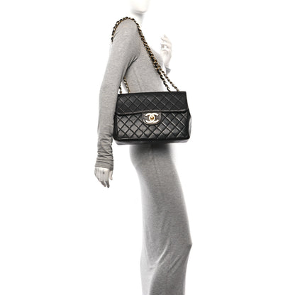 Chanel Lambskin Quilted XL Jumbo Single Flap Black 2 of 13