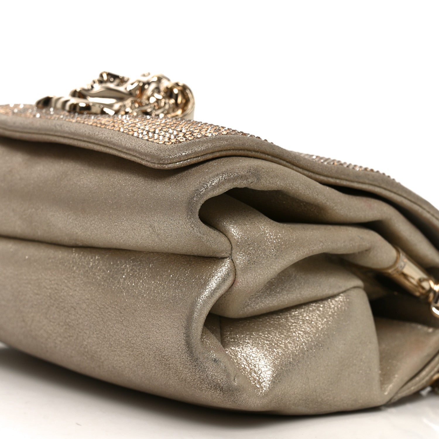Versace Suede Crystal Medusa Sultan Evening Bag Gold 1799755