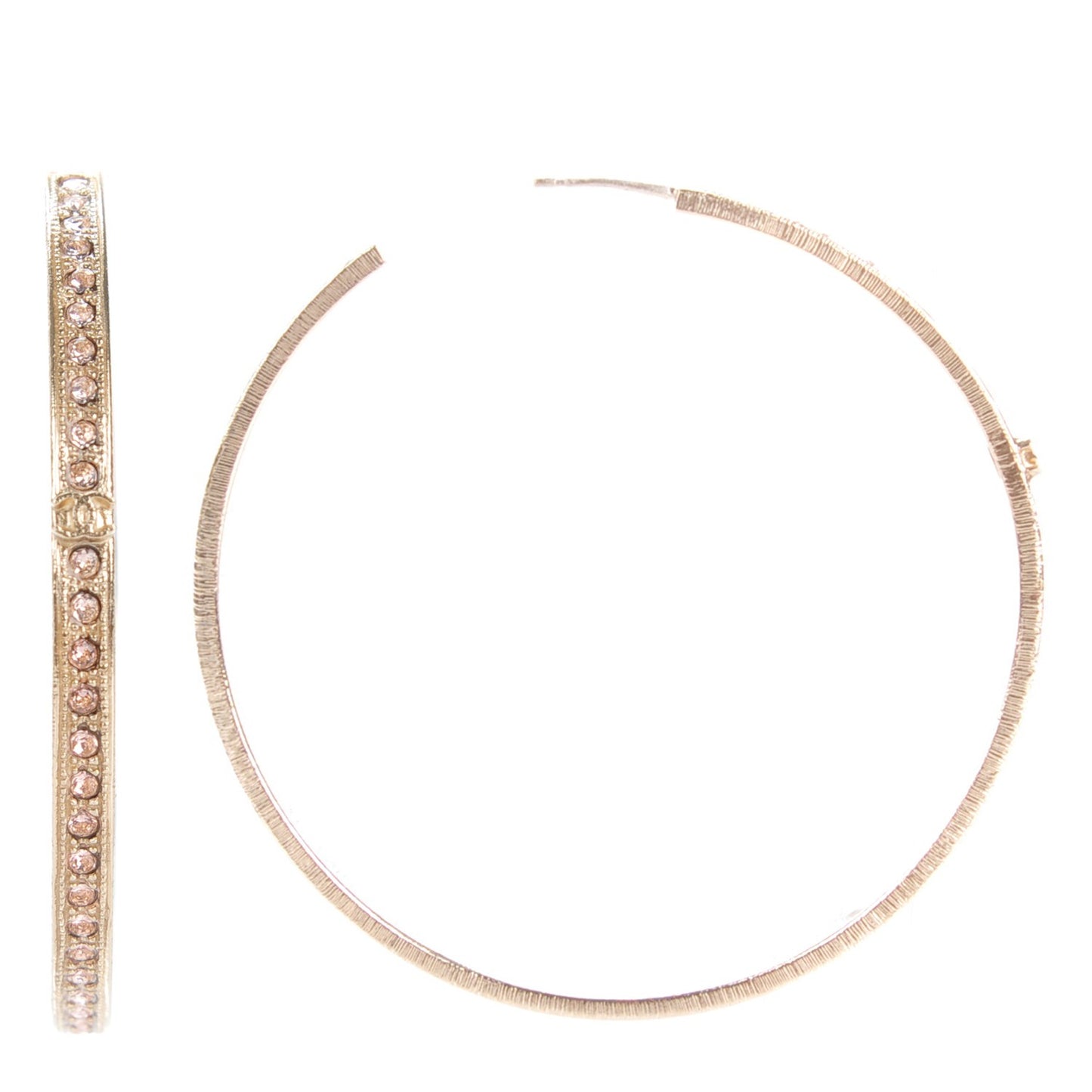 Crystal CC Hoop Earrings Pale Pink Gold