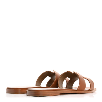 Hermes Box Calfskin Oran Sandals 40 Gold 5 of 10