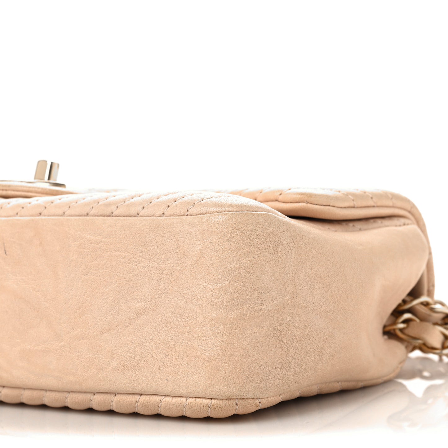 Calfskin Chevron Small Surpique Flap Beige
