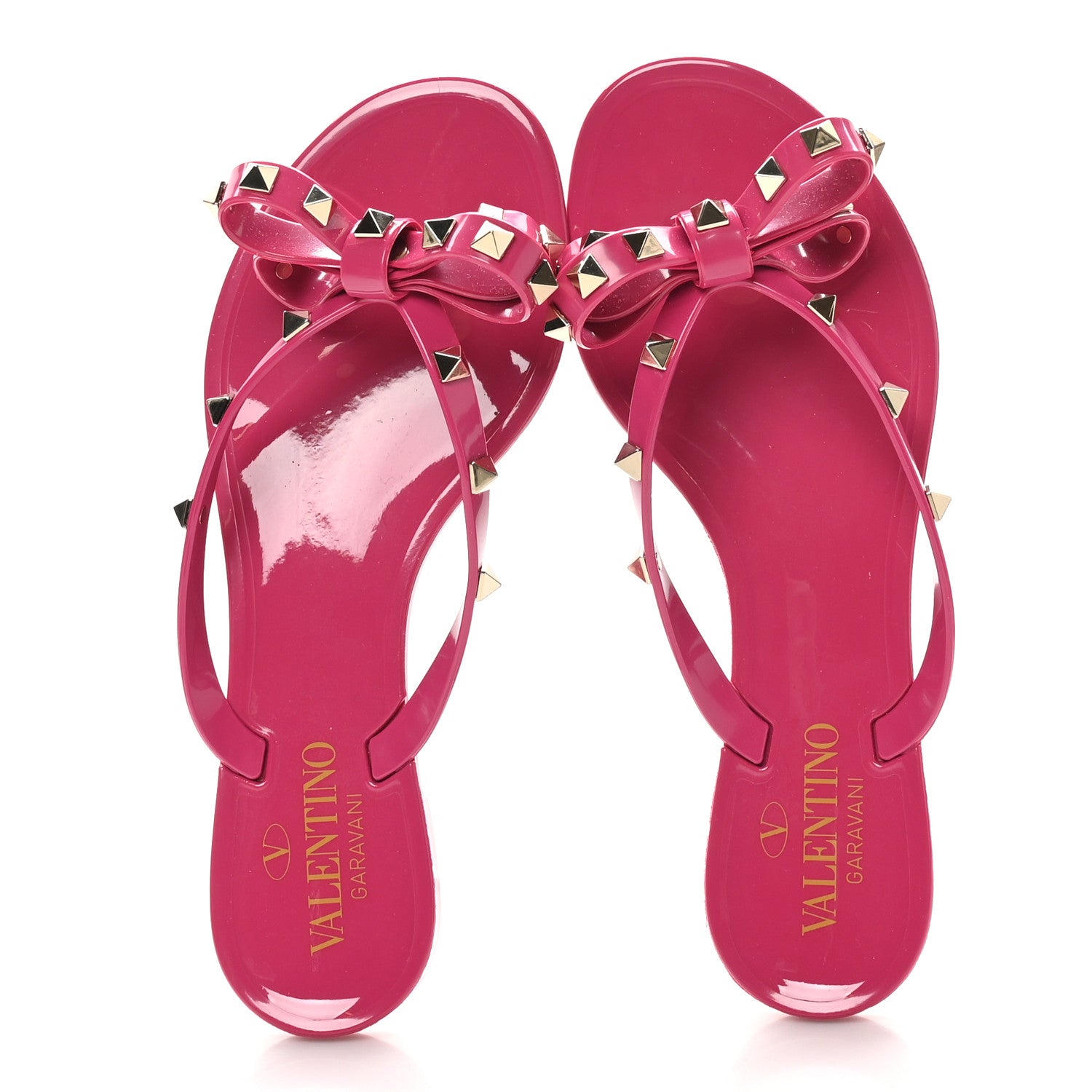 Valentino Garavani PVC Jelly Rockstud Bow Thong Sandals 36 Sweet Pink 2 of 9