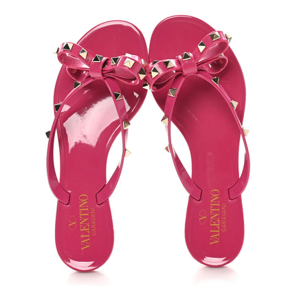 Valentino Garavani PVC Jelly Rockstud Bow Thong Sandals 36 Sweet Pink 2 of 9