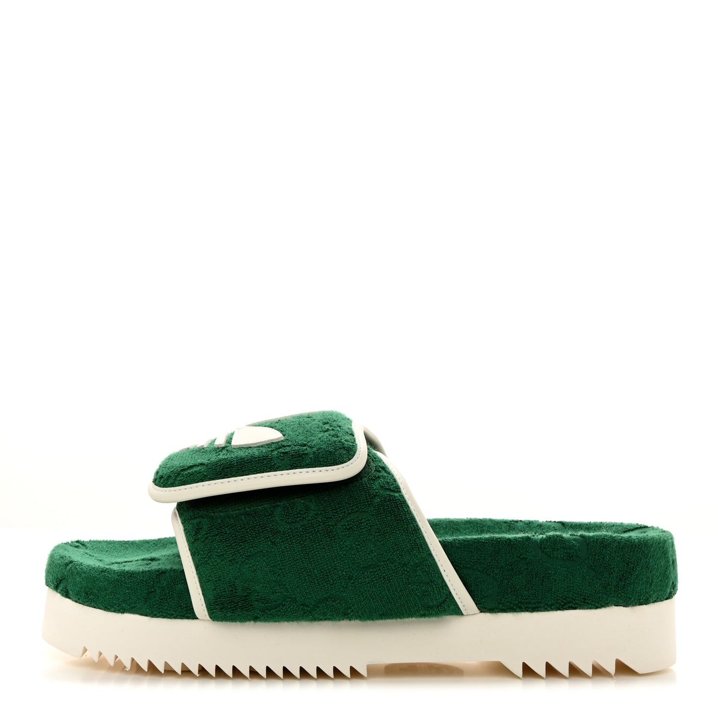 X ADIDAS Terry Cloth GG Monogram Mens Platform Sandals 8 Green