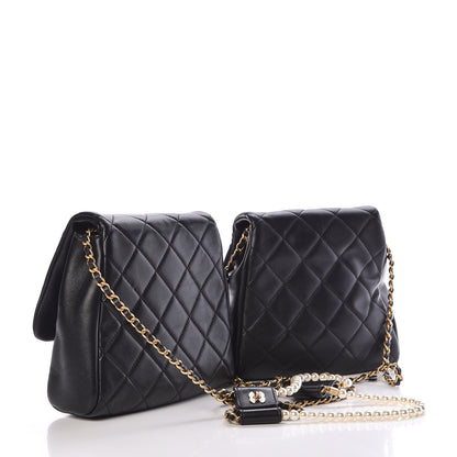 Chanel Lambskin Pearl Quilted Side Packs Black 5 of 16