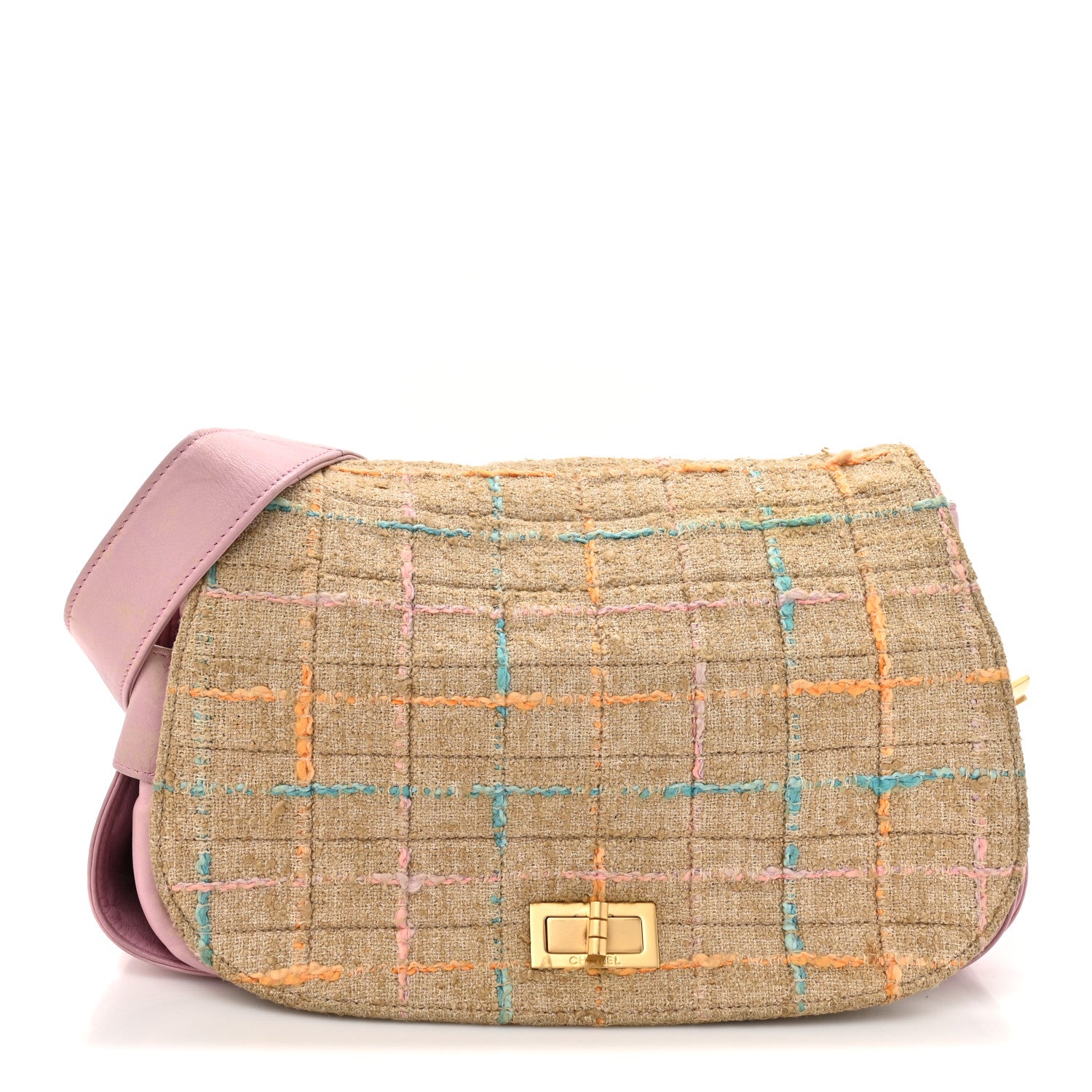 Chanel Tweed Mademoiselle Turn Lock Crossbody Bag Beige 1 of 14
