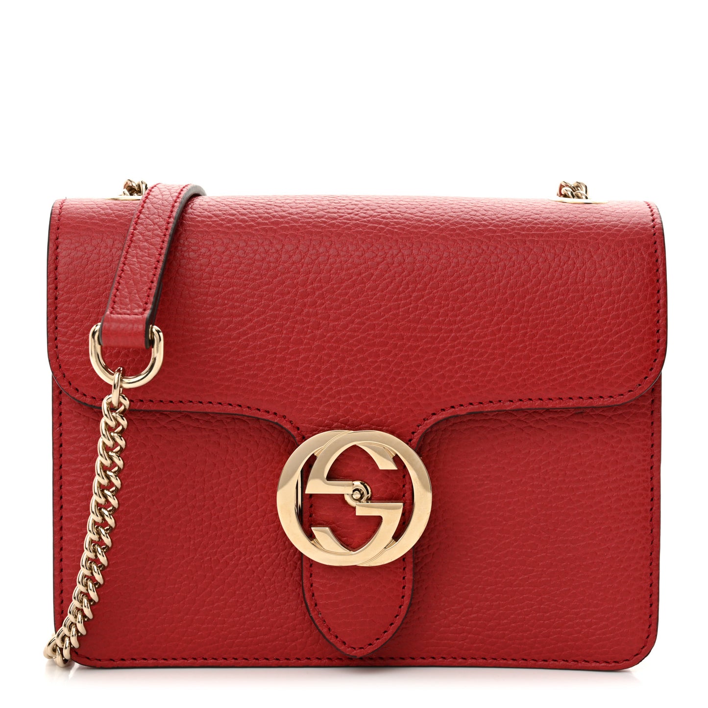 Dollar Calfskin Small Interlocking G Shoulder Bag Red