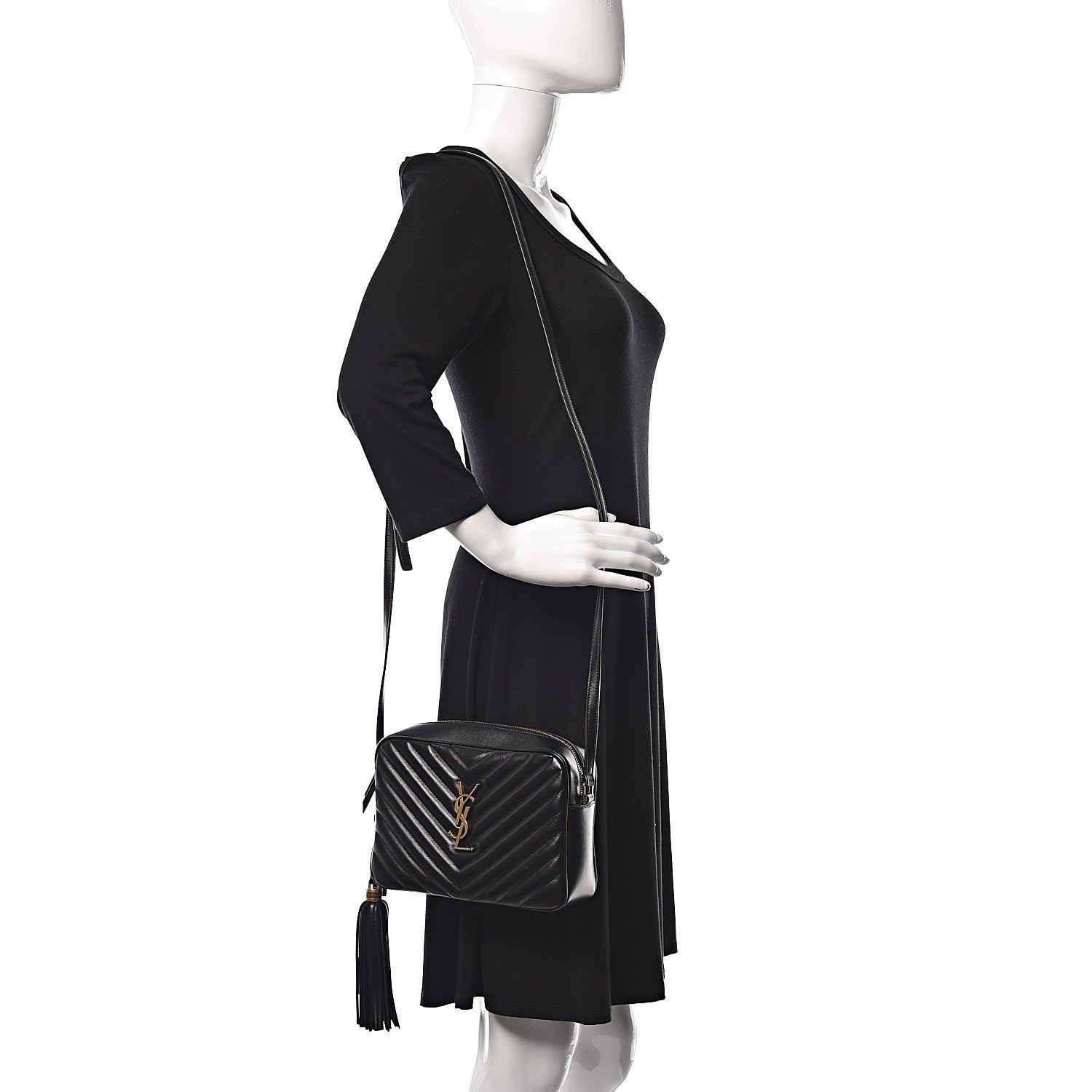 Saint Laurent Calfskin Matelasse Monogram Lou Camera Bag Black 2 of 16