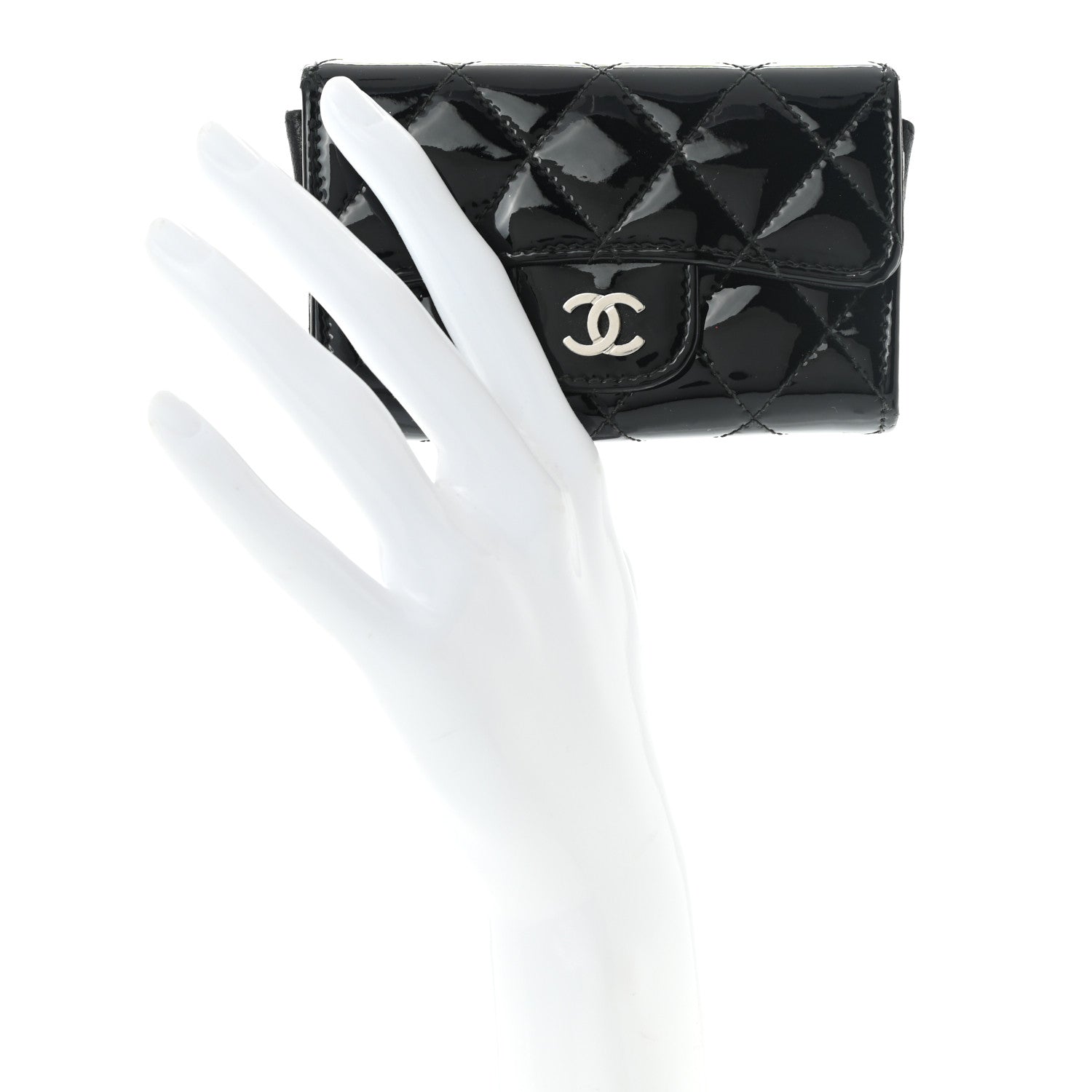 Chanel Patent Quilted Flap Card Holder Black 2 of 9