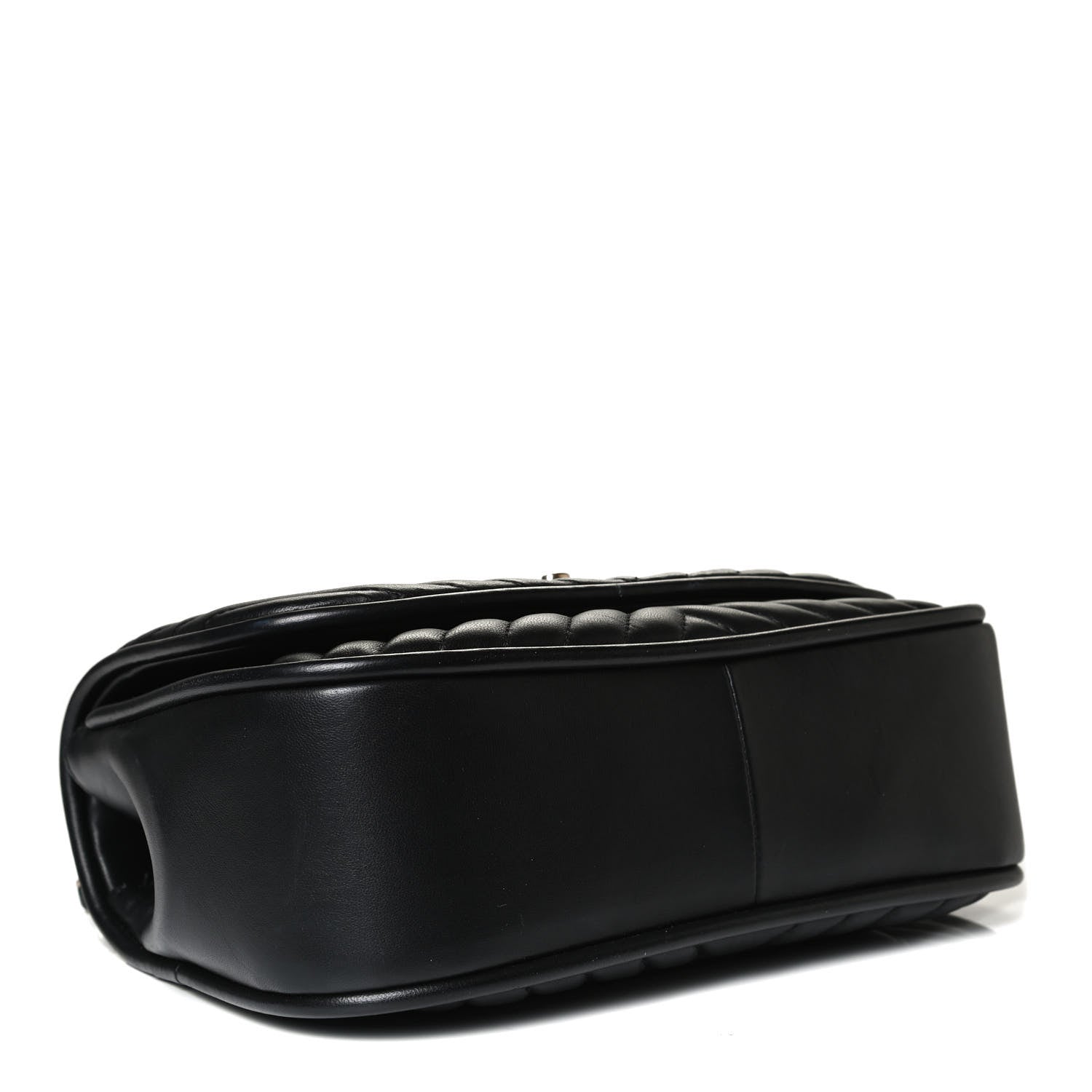 Chanel Lambskin Reverse Chevron Quilted Round Top Handle Flap Black 4 of 14