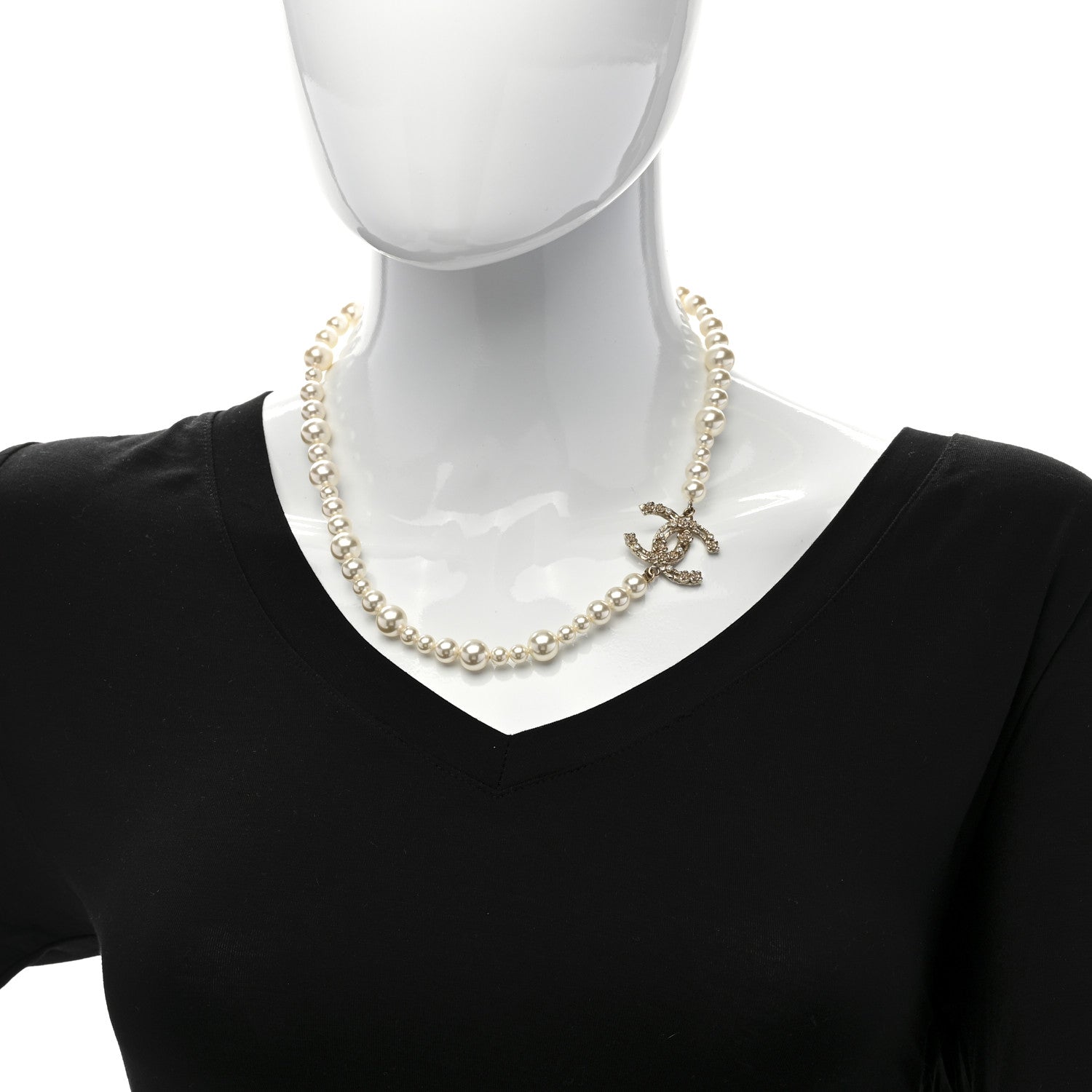 Chanel Pearl Crystal CC Choker Necklace Gold 2 of 6