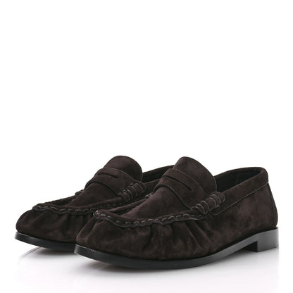 Saint Laurent Suede Le Loafer Penny Slippers 36.5 Dark Chocolate 4 of 9