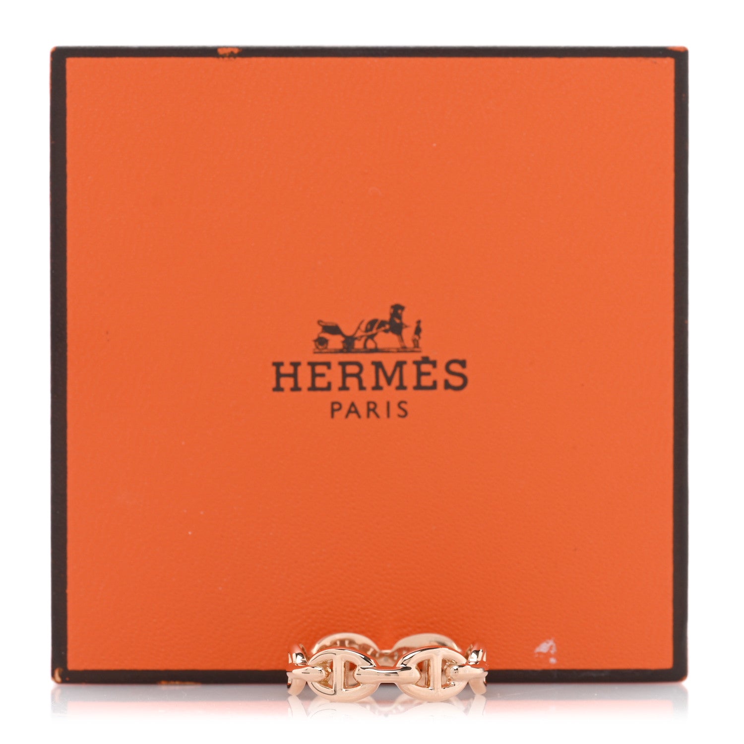 Hermes 18K Rose Gold PM Chaine d'Ancre Enchainee Ring 55 7.25 5 of 5