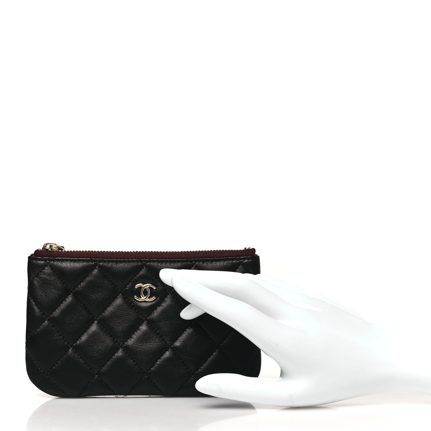 Lambskin Quilted Small Cosmetic Case Black