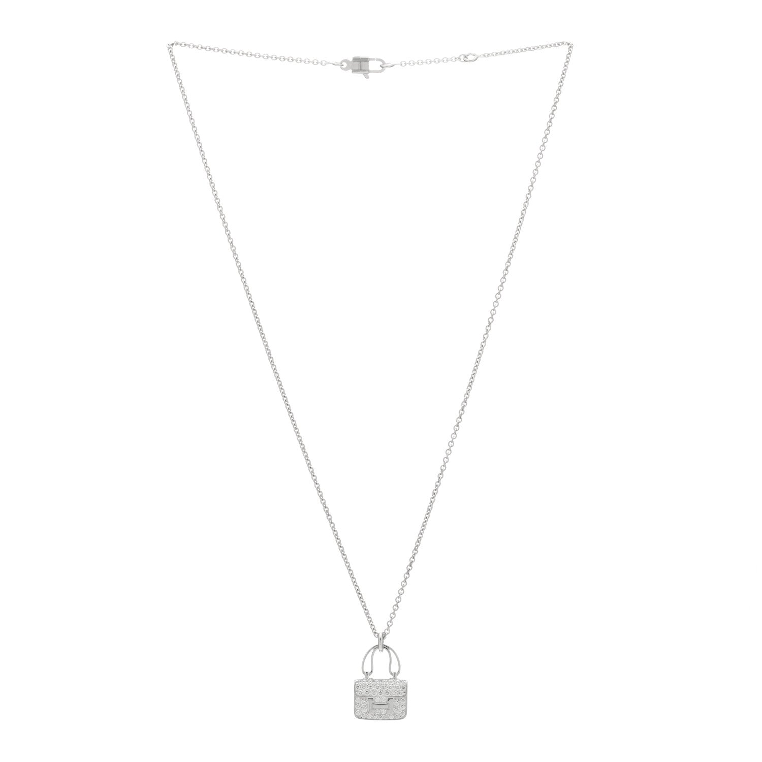 Hermes 18K White Gold Diamond Constance Amulettes Pendant Necklace 2 of 3