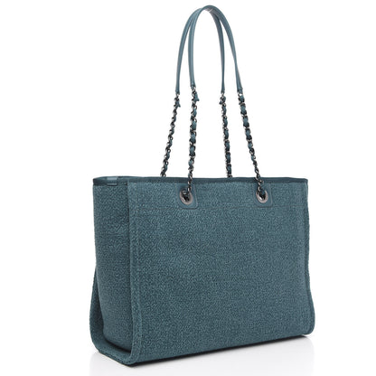 Chanel Lurex Boucle Small Deauville Tote Turquoise 2 of 9