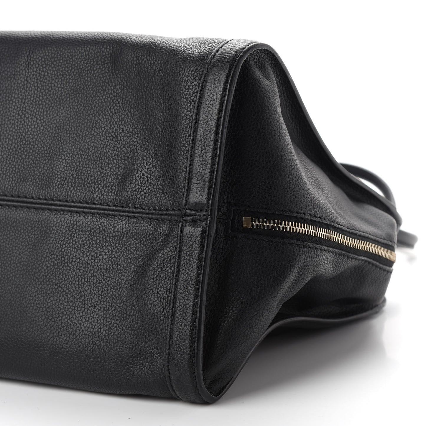 Pebbled Calfskin Large Skull Padlock Zip Around Tote Black