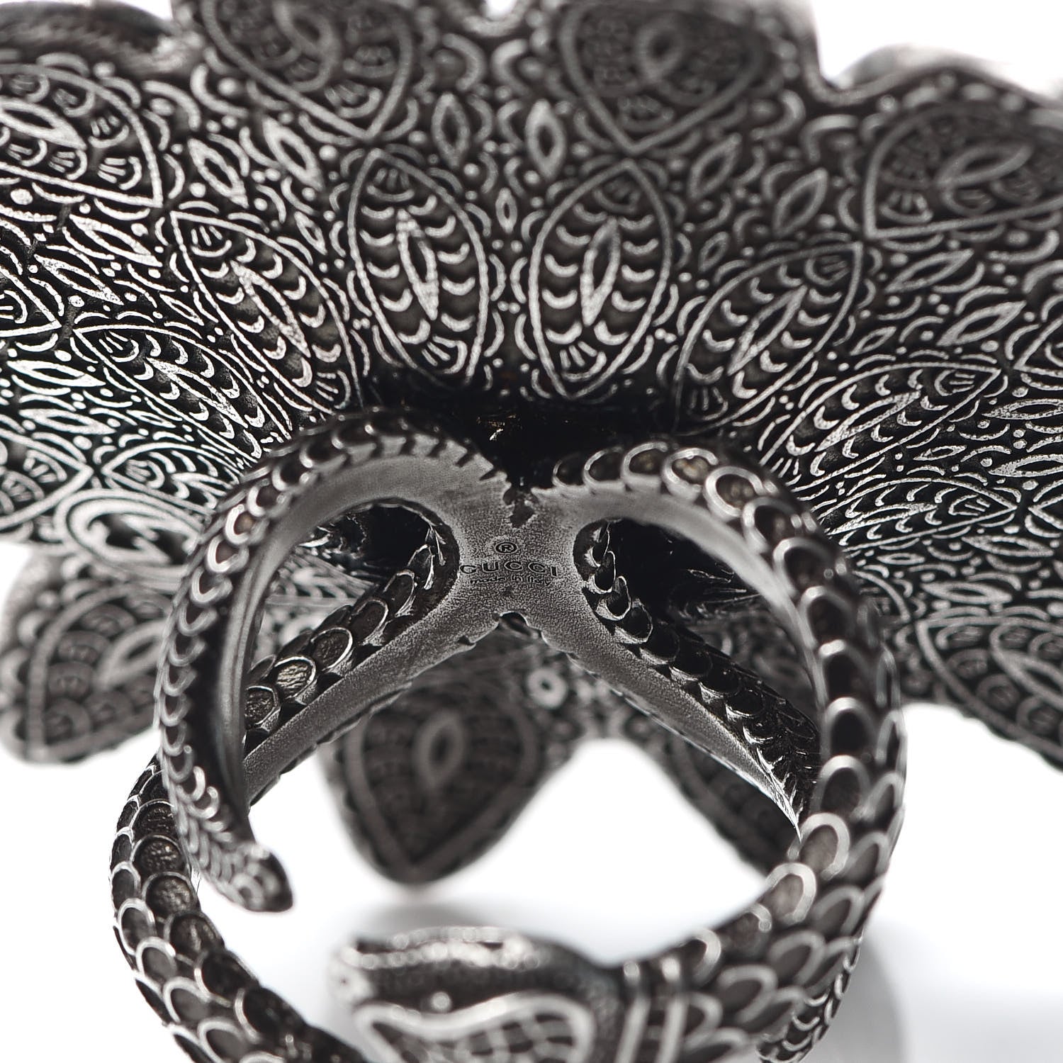 Gucci Sterling Silver Resin Flower Ring Turquoise 52 6 4 of 4