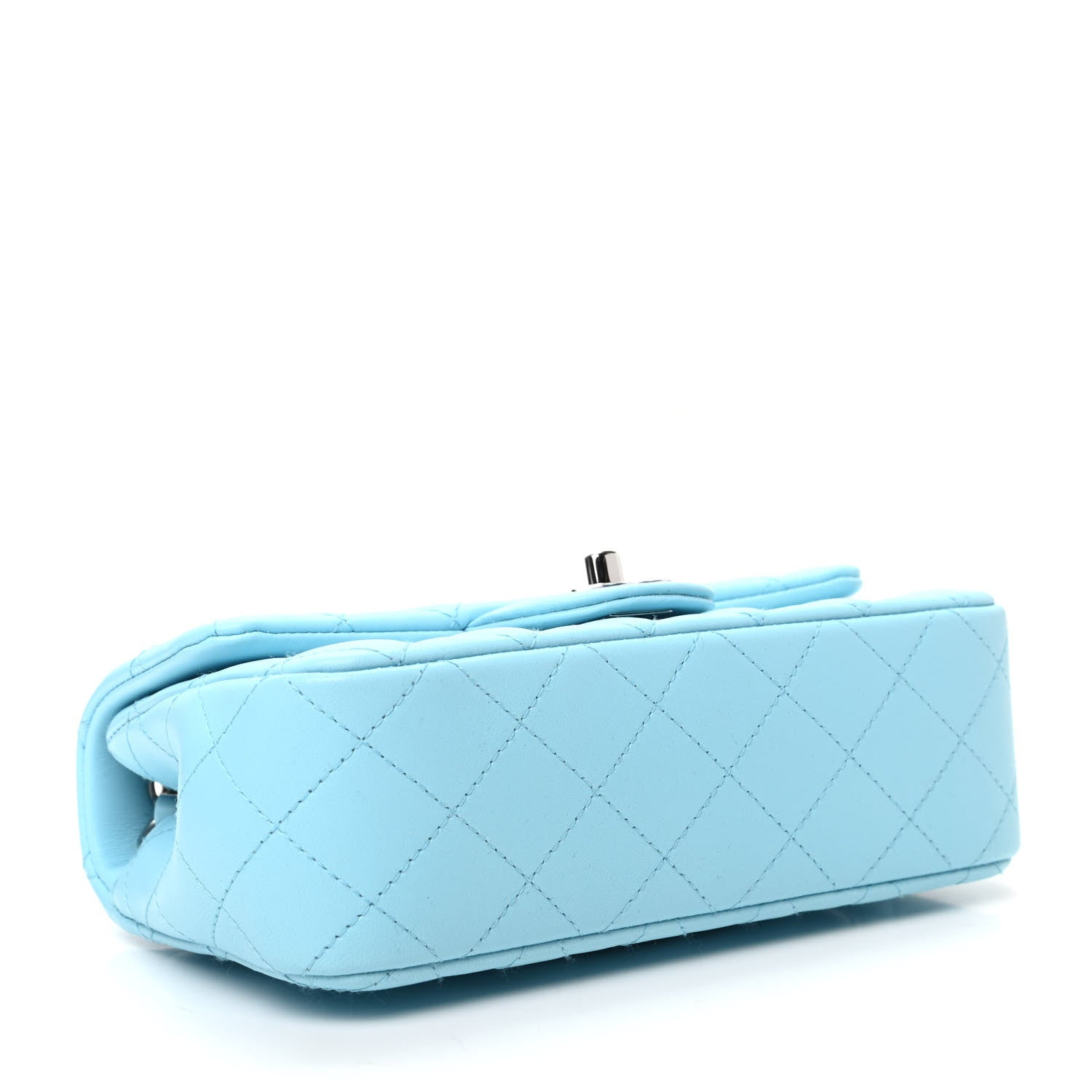 Chanel Lambskin Quilted Mini Rectangular Flap Neon Blue 4 of 10