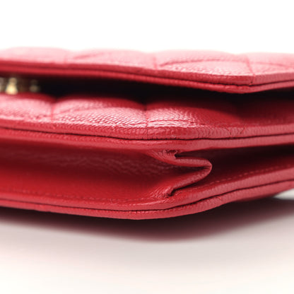 Chanel Caviar Quilted Wallet On Chain WOC Red 11 of 12