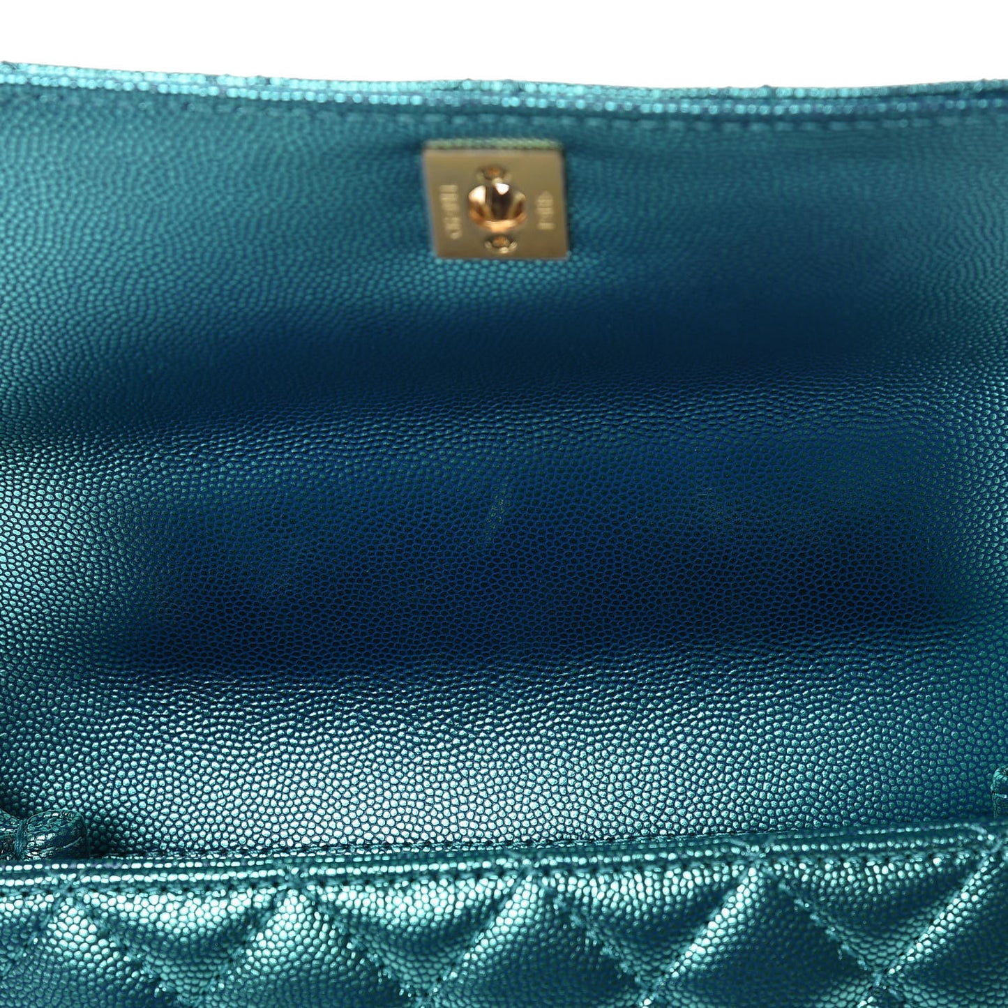 Metallic Caviar Quilted Mini Coco Handle Flap Blue