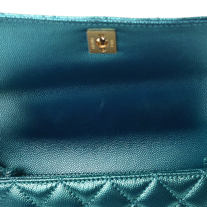 Chanel Metallic Caviar Quilted Mini Coco Handle Flap Blue 8 of 11